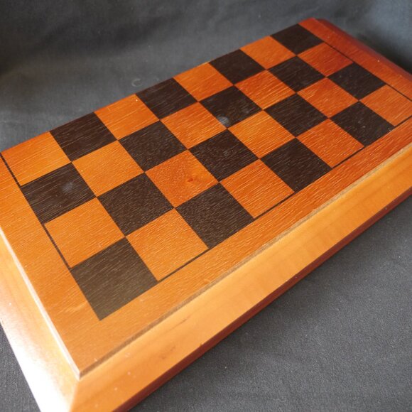 Foldable Wooden Chess and Checkers Board (without chess or checker pieces) - Picture 3 of 5